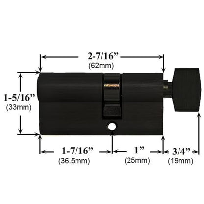 Offset Euro Profile Lock Cylinder with Thumb Turn Fits for Pella Storm Door 2-Bolt Lock, Includes 3 Solid Brass Keys (1, Oil Rubbed Bronze) - color: Oil Rubbed Bronze