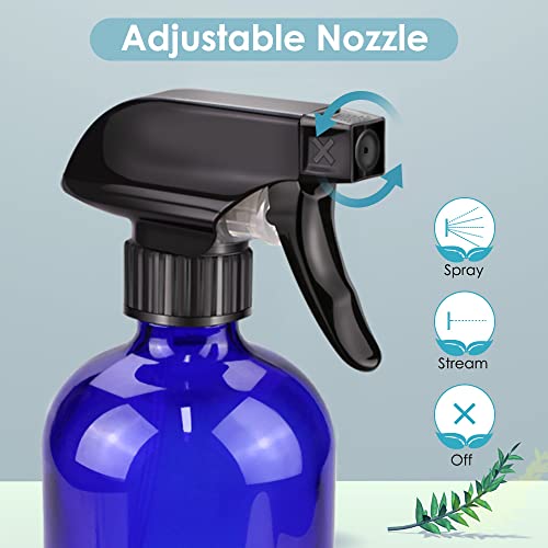 Bontip Glass Spray Bottle, Blue Glass Spray Bottle Set & Accessories Refillable for Plants Window Cleaners Aromatherapy Facial Hydration Watering Flowers Hair Care (2 Pack/16 oz) (Blue) - color: Blue, size: 16 Ounces
