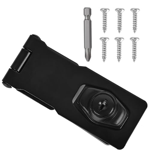 1 Pcs keyed Hasp Lock,3 inch keyed hasp Locks Twist knob keyed Locking hasp for Cabinet Small Door,Hasp Lock with Keys,Metal Safety Hasp Latches (1 Pcs Black, 3 inch) - color: 1 Pcs Black, size: 3 Inch