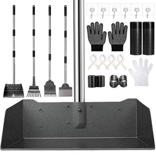 Dog Pooper Scooper for Large Dogs，10.25"X9.26" Extra Large Tray | Free with three extension rods, Reduce the frequency of garbage trips, for Large, Medium, Small Dogs & Multi-Dog Households - size: Extra Large 4-Pc Set