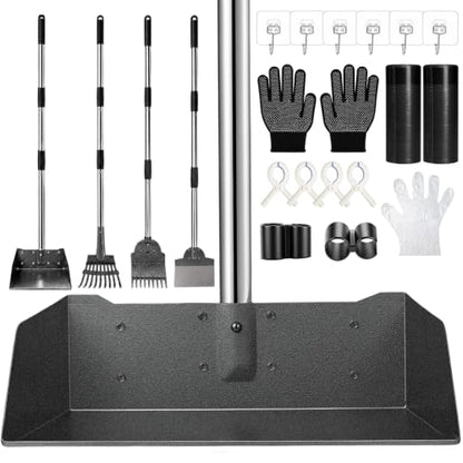 Dog Pooper Scooper for Large Dogs，10.25"X9.26" Extra Large Tray | Free with three extension rods, Reduce the frequency of garbage trips, for Large, Medium, Small Dogs & Multi-Dog Households - size: Extra Large 4-Pc Set