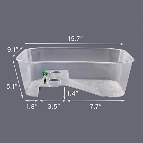 PINVNBY Plastic Turtle Tank Reptile Habitat Pet Terrariums Turtles Tank Aquarium Terrapin Topper Basking with Platform Plants,Durable,Safe, Non-Toxic(White) - color: White, size: 【1 PCS】