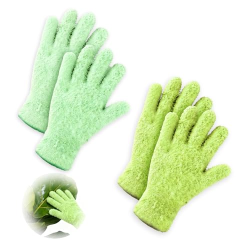 Microfiber Gloves,Microfiber Dusting Gloves for Plants and House Cleaning, Reusable Cleaning Gloves - color: Cyan&green Yellow