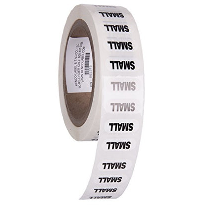 Clothing Size Strip Labels - 1.25" X 5" - 250 Strips Per Roll - Clear with Black and White Ink by Kenco (Small) - size: Small