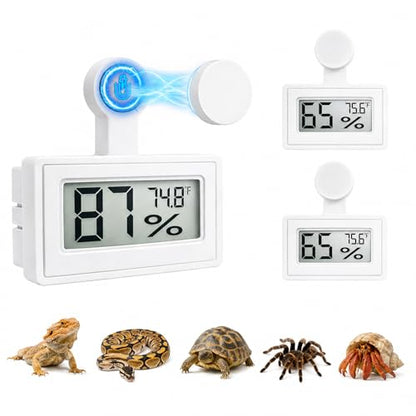 2 Pack Magnetic Reptile Thermometer Hygrometer,Fast-Read °F/°C Digital Temp&Humidity Gauge for Terrarium Tank Enclosure,for Bearded Dragon,Gecko,Snake, Tortoise,Hermit Crab,Jumping Spider (White) - color: White