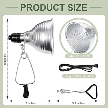 Macarrie 8 Pack Clamp Lamp Light with Aluminum Reflector, 6ft SPT-2 18awg Cord and Adjustable Stand Fixture, up to 150 Watt, E26 Socket, No Bulb(5.5 Inch) - size: 5.5 Inch