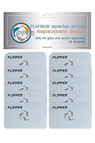 Flipper Platinum Aquarium Scraper Replacement Blades for Fish Tank Cleaning Kits– Replacement Blades for Glass Tanks & Acrylic Tanks – Aquarium Cleaner Blades with Serrated Edge, 10 Pack - size: 10 Pack