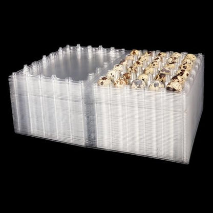 100 Pack Quail Egg Cartons, Clear Plastic Quail Egg Trays, Holds up to 30 Quail Eggs Securely - Your Ultimate Small Eggs Carton Holders for Bulk Storage and Display by KUKLIPJIM - size: 100 Pack Quail Egg Cartons 30 Grids
