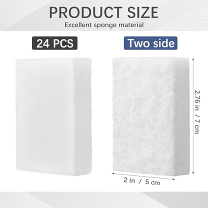 Vesici 24 Pcs Aquarium Algae Pad Double Side Algae Pad Aquarium Cleaner Sponge Non Scratch Fish Tank Scraper Cleaning Tools for Glass Acrylic Turtle Fish Tank Supplies(White)