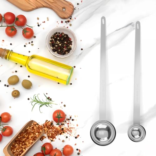 2PCS Extra Long Handle Coffee Scoop, 2Tbsp(30ml) Measuring Spoon | 9.5” Length, Food-Grade Stainless Steel, Accurate Measurement, Dishwasher-Safe, Engraved Marking, Coffee Ritual Essential - size: 2tbsp