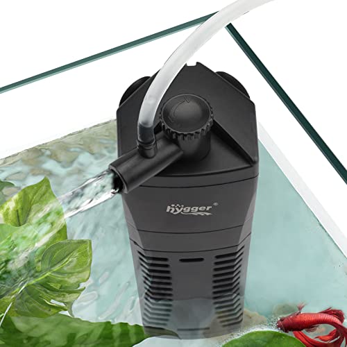 hygger Aquarium Internal Filter, 170GPH Silent Power Filter for 15-30 Gallon Corner Installation, Triple Filtration with Adjustable Flow and Spray Bar - size: L