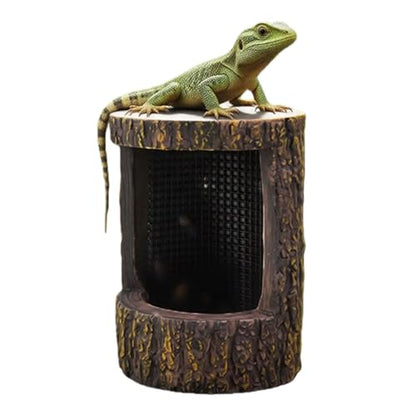 Reptile Feeders Drop-Resistant Food Bowl | Simulated Tree Stump Design Reptile Supplies with Hooks for Small Pets Lizards Geckos Frogs Terrarium