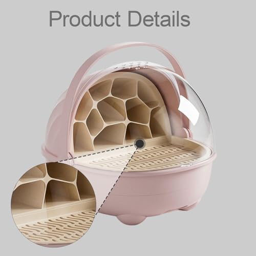 Silkworm Breeding Box Small Pet Feeding Container Transparent Removable Habitat Cage Portable Reptile House with PP for Turtle Frog Snake Suit, Pink - color: Pink