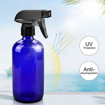 Worldgsb Glass Spray Bottles, 16oz Blue Glass Spray Bottles with Labels & Adjustable Nozzle, Reusable Containers for Cleaning, BBQ, Food, Plants, Alcohol, Essential Oils(1 Pack) - color: Blue, style: 1 Pack