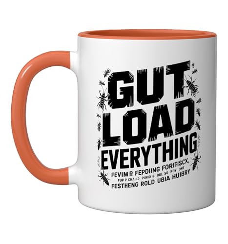Veiled Chameleon Keeper Gut Loading Feeder Insects Insect Ceramic Mug, Orange/White - color: Orange/White