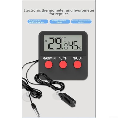 DTH74 Digital Hygrometer Thermometer with Clear LCD Screen for Reptile Habitat, Egg Incubation and Monitoring