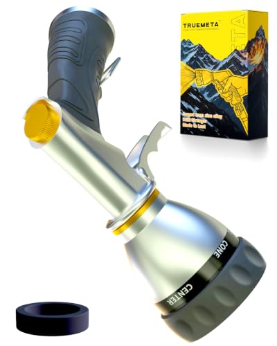 Heavy Duty Metal Garden Hose Nozzle with 7 Spray Patterns | High Pressure Water Sprayer with Ergonomic Handle, Perfect for Watering Plants, Lawns, Washing Cars, Pets & Outdoor Cleaning