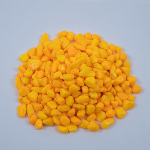 Colored Aquarium Gravel,Colorful Pea Gravel,Garden Rocks,Decorative Stones Rocks for Fish Tank,Aquarium,Fairy Garden Decor,Planters,Vase Fillers,Landscaping,1 Pound (Orange Yellow, 6-9mm) - color: Orange Yellow, size: 6-9mm