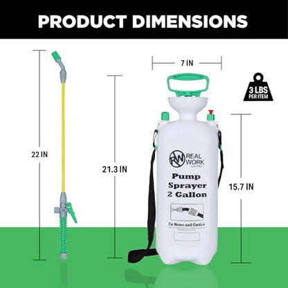 REALWORK 2pk 2-Gallon Handheld Tank Sprayer with Easy-Carry Shoulder Strap for Lawn, Garden, Yard, in Translucent White - size: 2 gallon