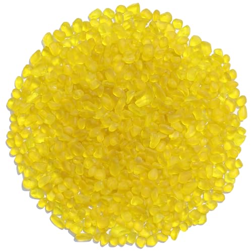 QYGL Sea Glass Stones - 0.9LB Yellow Frosted Glass Pebbles Gemstones | Perfect for Aquarium Rocks, Fish Tank Gravel, Vase Fillers, DIY Crafts, and Home Decor - color: Yellow