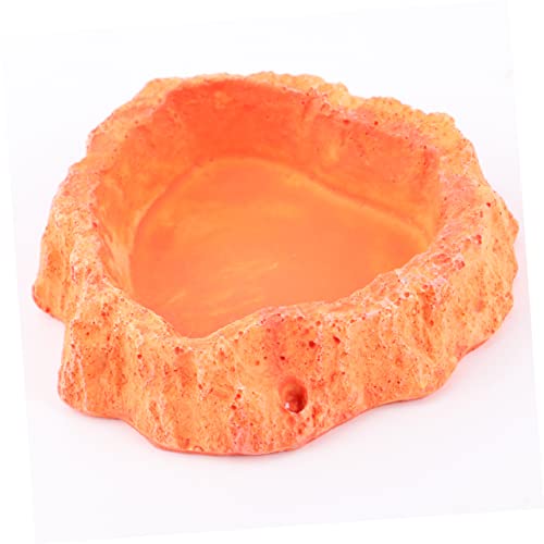 SUPVOX Reptile Feeding Bowl Thick Non-Skid Food Dish for Lizard and Turtle Odorless Water Storage Container Smooth Surface for Easy Cleaning for Crawling Pets Orange