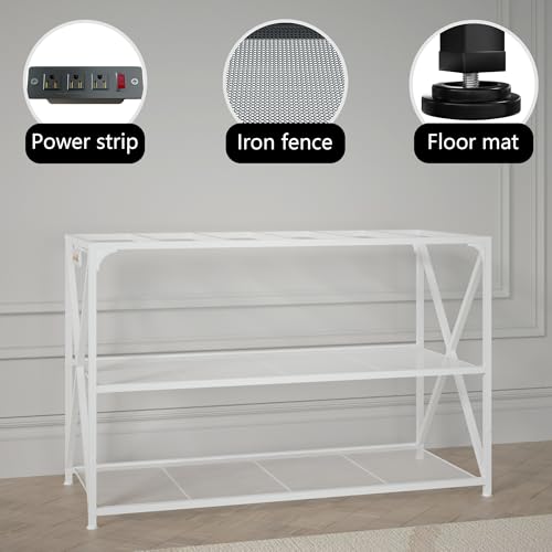 55-75 Gallon Fish Tank Stand, 49.2 x 19.7x 31.5 Inch,Industrial Aquarium Stand with Power Outlet and Switch, Turtle Tank, Reptile Terrariums and Breeder Tank Stand, White - color: White