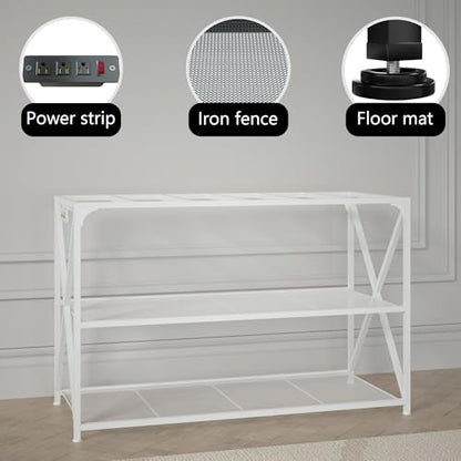 55-75 Gallon Fish Tank Stand, 49.2 x 19.7x 31.5 Inch,Industrial Aquarium Stand with Power Outlet and Switch, Turtle Tank, Reptile Terrariums and Breeder Tank Stand, White - color: White