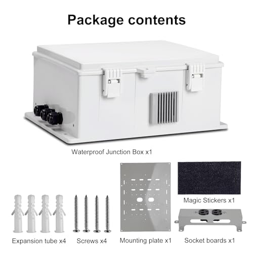 Namunanee Outdoor Electrical Junction Box, ABS Water Resistant Enclosure with Internal Mounting Panel & Hinged Cover (13" H* 9.2" L* 4.6" W & Outlet) - size: 13"H x 9.2"L x 4.6"W & Outlet