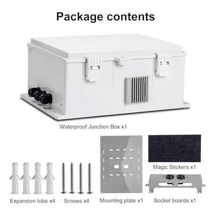 Namunanee Outdoor Electrical Junction Box, ABS Water Resistant Enclosure with Internal Mounting Panel & Hinged Cover (13" H* 9.2" L* 4.6" W & Outlet) - size: 13"H x 9.2"L x 4.6"W & Outlet