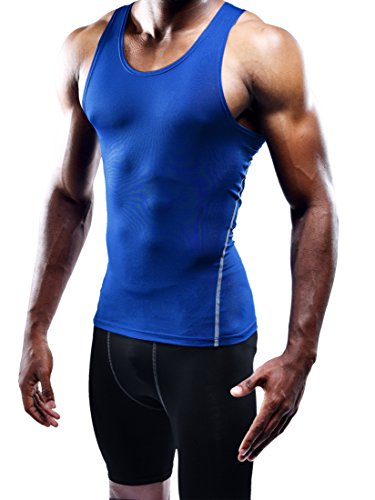 NELEUS Men's 3 Pack Athletic Compression Under Base Layer Sport Tank Top - color: 01# 3 Pack:black,grey,blue, size: X-Small