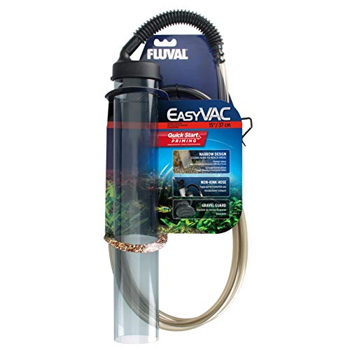 Fluval EasyVac Aquarium Gravel Cleaner Vacuum for Fish Tanks – Quick Start Siphon Water Changer with Non-Kink Hose, Bucket Clip & Gravel Guard for Small, Medium & Large Aquariums - Medium | Quick Start Siphon Water Changer with Non-Kink Hose, Bucket Clip
