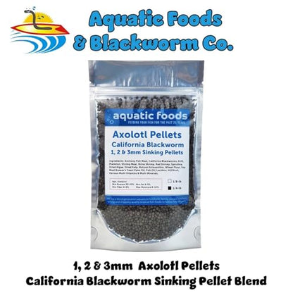 Axolotl Blackworm Pellets. 1mm, 2mm, 3mm Size Mix of Sinking California Blackworm Micro Pellets for All Axolotl, Frogs, Shrimp, Salamanders, Newts, Snails…1/4-lb Pouch Bag - size: 4 Ounce (Pack of 1)