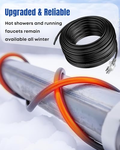 Pawfly 50 FT Heat Tape for Water Pipes, 8 W/ft 120 V Pipe Heating Cable, Self-Regulating Heating Trace for Pipes Freeze Protection, Roof Heat Cable for Pipe Roof Gutter, Keep Water Flowing at -40 °F - style: 50 ft
