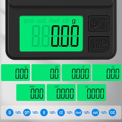 Digital Pocket Scale 1000g x 0.01g, Diyife Portable Precision Gram Scale | Jewelry Scale with Protective Cover, Auto-Off, Backlit LCD, 7 Units Tare, for Food, Kitchen, Coffee, Battery Included - color: Black