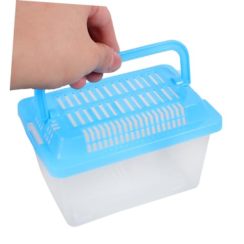 Portable Turtle Feeding Box Transparent Reptile Habitat for Turtles Easy Aquarium for Pet Transport Travel - size: 13.00X9.00X9.00cm