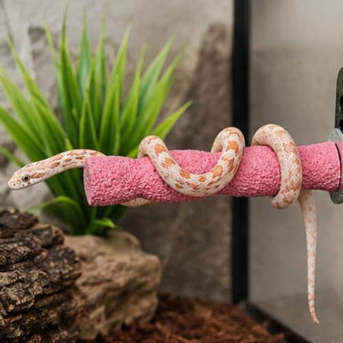Pink Resin Snake Climbing Branch, 4.1" Gourd-Shaped Reptile Ledge with Strong Suction Cup, Easy to Clean Terrarium Accessories for Corn Snakes and Small Reptiles (3.7 oz)