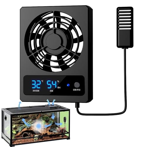 Fan for Reptile Enclosure Low Noise Efficient Vent Fan | Cooling Fan for Reptile Tank for Reptiles, Snakes, Rainforest Terrariums, Vivariums, Dragons, Lizards - size: B: (℃)
