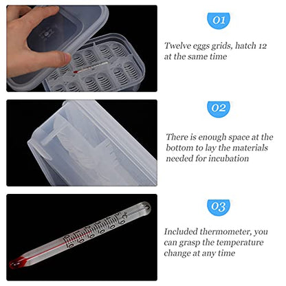 Levemolo Professional Reptile Breeding Box 12 Holes Quail Egg Incubator Box Reptile Supply for Lizards Turtles