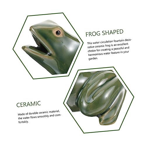 Ceramic Fountain Frog Water Circulation Spitting Outdoor Garden Decor Small Patio Courtyard Sculpture Waterfall Frog for Balcony Landscape