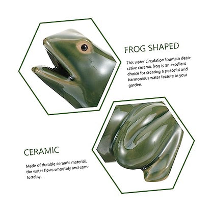 Ceramic Fountain Frog Water Circulation Spitting Outdoor Garden Decor Small Patio Courtyard Sculpture Waterfall Frog for Balcony Landscape