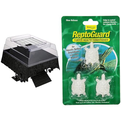 PENN-PLAX Turtle Topper Basking Platform with TetraFauna ReptoGuard Turtle Health Conditioner Blocks, 3 Count