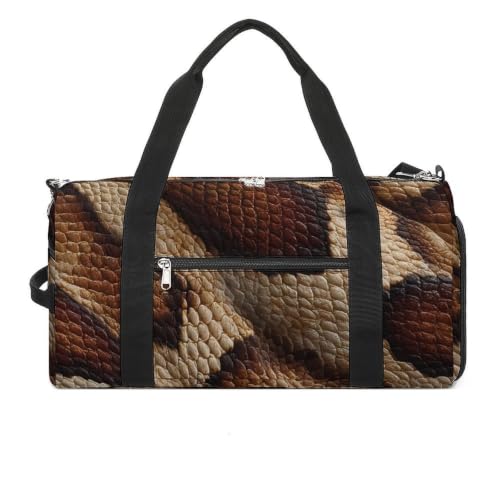 Snake Skin Texture Gym Duffle Overnight Weekends Bag | crossbody,for men women,with shoe wet compartment,for travel sports fitness workout