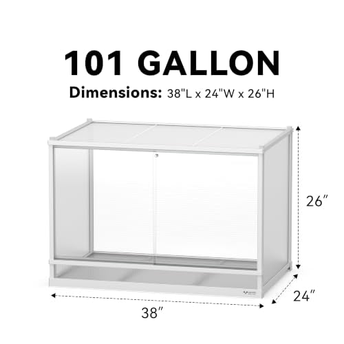 101 Gallon Reptile Tank, Reptile Enclosure for Easy Maintenance, Top Screen Ventilation & Glass Sliding Door 38x24x26'' - size: 38x24x26'' 101 Gallon