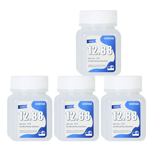 EC Calibration Solution 4 * 50ml 12.88mS/cm for TDS EC Salt Meters | TDS Calibration Solution Kits, High-Precision Calibration, For TDS Meter, EC Meter and Salinity Meters - color: Blue