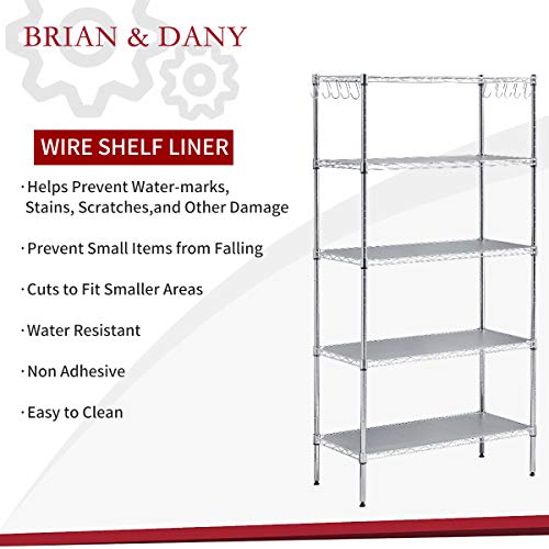 BRIAN & DANY Wire Shelf Liner, Heavy Duty Shelf Liners for Wire Shelving, Waterproof Shelf Mats, Set of 5 (14-Inch-by-36-Inch) - color: Transparent, size: 14"x 36"