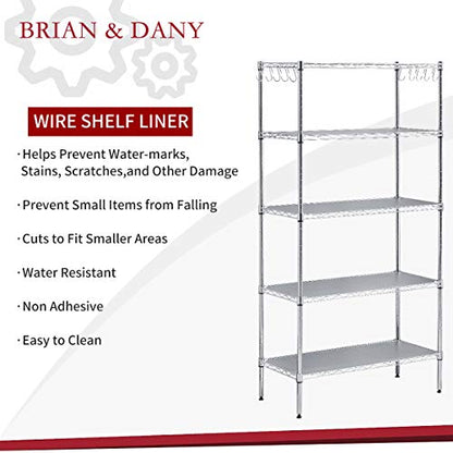 BRIAN & DANY Wire Shelf Liner, Heavy Duty Shelf Liners for Wire Shelving, Waterproof Shelf Mats, Set of 5 (14-Inch-by-36-Inch) - color: Transparent, size: 14"x 36"