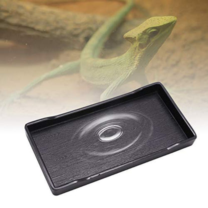 GLOGLOW Tortoise Food Bowl Anti Slip Plastic Square Feeding Dish for Lizard Chameleon Bearded Dragon Gecko Reptile Small Pet (Black)