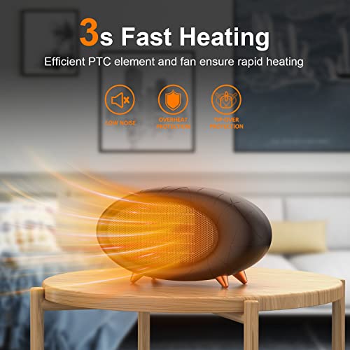 Space Heater,Energy Efficient Desk heater for Indoor Use,PTC Fast Heating Ceramic Heater for Bedroom Home Office Indoor Use(Black) - color: Black