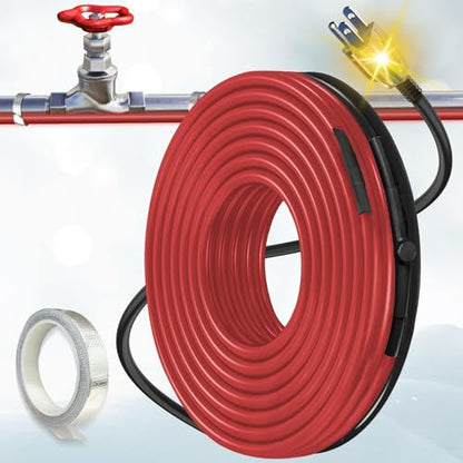 35ft Heat Tape for Water Pipes with Thermostat, Electric Heat Trace Cable | ToasySoul 7W/ft Heating Tape, Electric Pipe Heater Cable for Metal Plastic PEX Pipes Freeze Protection 120V - color: 35-feet