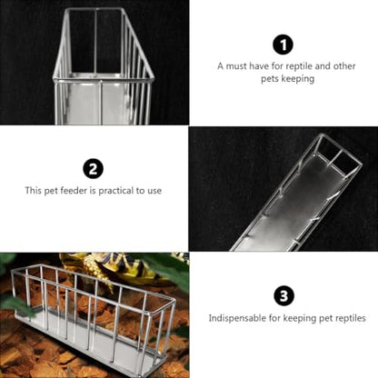 Beaupretty Stainless Steel Reptile Feeder Dish for Tortoise Lizard Small Escape-Proof Pet Food Container Terrarium Bowl Suitable for Bearded Dragon and Gecko Feeding